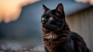 Minimalist Black Cat Staring Aesthetic