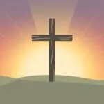 Minimalist Easter Cross Sunrise Art