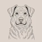 Minimalist Line Art Dog Portrait