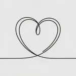 Minimalist Valentine Heart Line Art Black