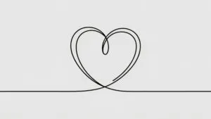 Minimalist Valentine Heart Line Art Black