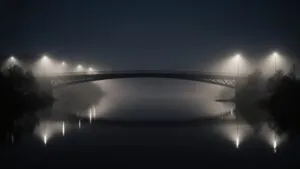 Misty Bridge at Midnight