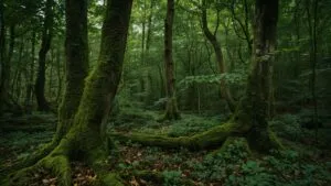 Moss Covered Trees Deep Green Forest Floor Fairytale
