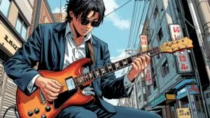 Musician Playing Guitar Solo Street Performer