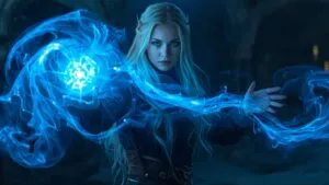 Mystic Sorceress Casting Blue Magic