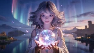 Mystical Anime Girl With Crystal