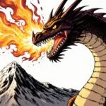 Mythical Dragon Fire Breath Mountain Peak View
