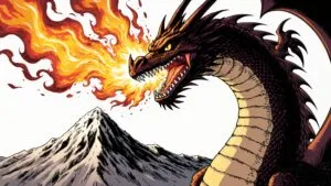 Mythical Dragon Fire Breath Mountain Peak View