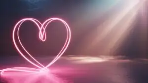 Neon Pink Lines Forming Simple Heart Shape