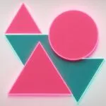 Neon Pink Teal Geometric Shapes Minimalist Retro Design