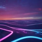 Neon Ripple Waves Over Dark Surface