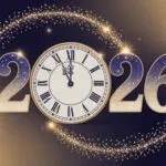 New Year’s Clock 2026 Countdown Sparkles Design