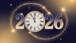 New Year’s Clock 2026 Countdown Sparkles Design