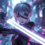 Nier Automata 2B White Blindfold Sword