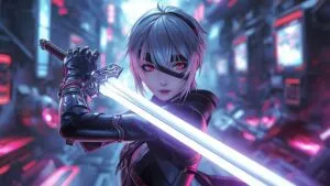 Nier Automata 2B White Blindfold Sword