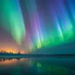 Northern Lights Over Frozen Lake