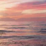 Ocean Horizon Under Pink Sunset