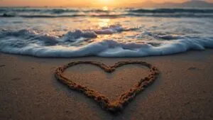 Ocean Wave Heart Shape Foam Sand Beach Art