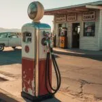 Old Gasoline Pump Retro Service Station Scene
