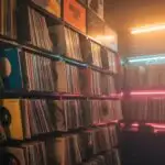 Old Record Store Aisle With Vinyl Shelves