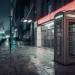 Old Telephone Booth Urban Night Scene Rainy Vibe