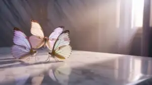Pastel Butterflies Resting on White Surface