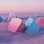 Pastel Gradient Shapes Drifting in Soft Mist