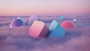 Pastel Gradient Shapes Drifting in Soft Mist
