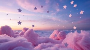 Pastel Stars Scattered Over Cotton Candy Sky