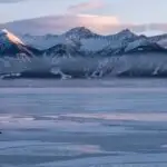 Peaceful Blue Tones Frozen Lake Mountain View