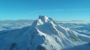 Peaceful Bright White Snowy Mountain Peak Clear Sky