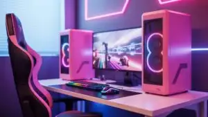 Pink Gaming Setup With Soft LED