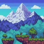 Pixelated Mountain Landscape 16-Bit Super Nintendo Style