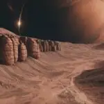 Planetary Detail: Long Stretch of Red Rock in Mars Canyon