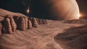 Planetary Detail: Long Stretch of Red Rock in Mars Canyon