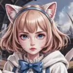 Playful Anime Portrait: Cat Ear Girl with Soft Colors