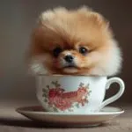 Pomeranian in a Tea Cup Aesthetic