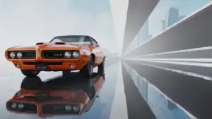 Pontiac GTO Judge Ram Air Orange Futuristic Asphalt Reflection