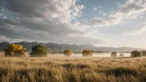 Prairie Grasslands Wide Open Sky Dramatic Clouds