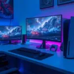 PS5 Gaming Setup on White Desk