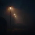 Quiet Street with Flickering Lamp