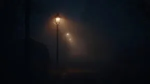 Quiet Street with Flickering Lamp