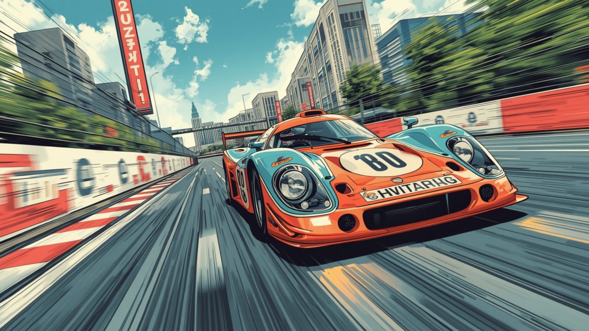 racing driver fast car motion blur urban track wallpaper, manga, adrenaline, fast car, motion blur, racing driver, speed, urban track, desktop, mobile, background