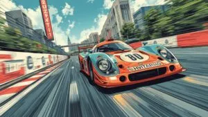 Racing Driver Fast Car Motion Blur Urban Track