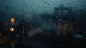 Rain Hitting Window at Night