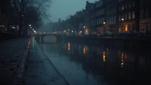 Rainy Night Beside Canal