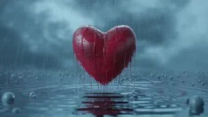 Red Heart Under Rain