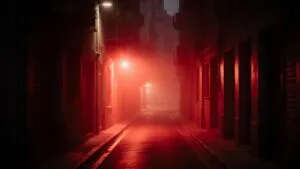 Red Light in Narrow Street