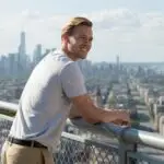 Relaxed Urban Style City Skyline View Man Leaning