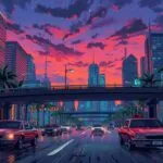 Retro 80s Anime City View